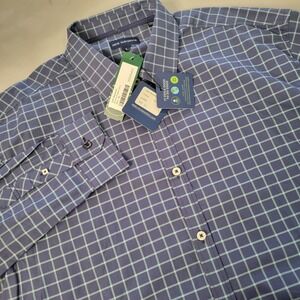 Jack Maverick Reston Poplin Shirt Mens XL Blue Green Check Long Sleeve NWT